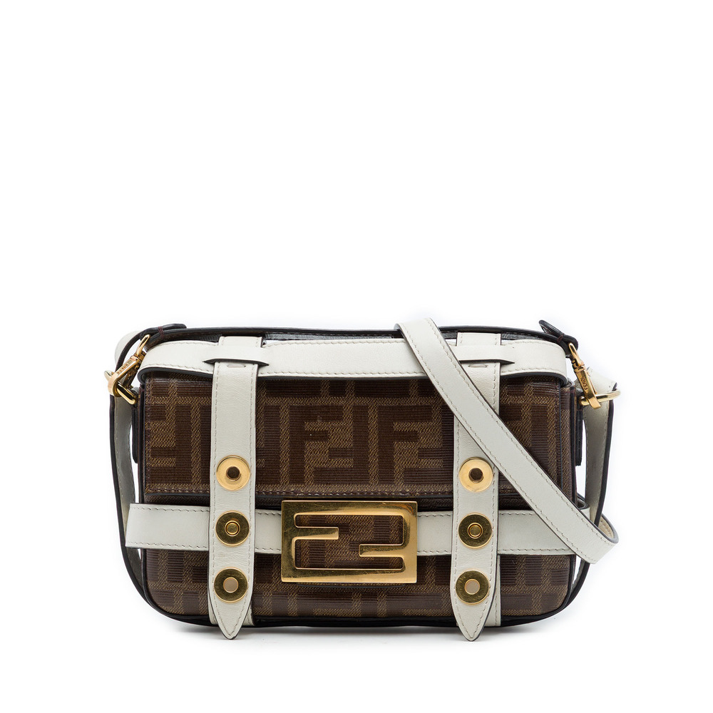 Pre-Loved Fendi Mini Zucca Coated Canvas Cage Baguette Satchel